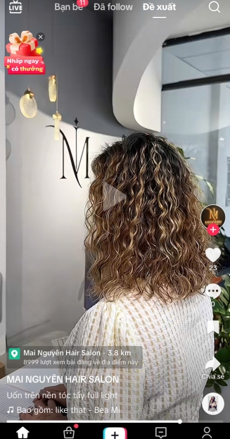 Uốn trên nền tóc tẩy full light